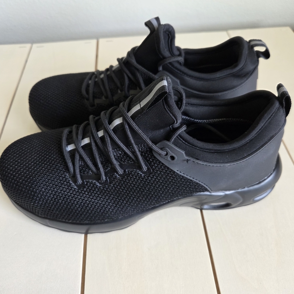 LARNMERN Unisex Steel Toe Safety Shoe Comfort Breathable Work Shoe Sz  8 Black